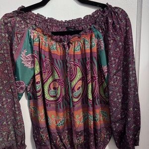 Purple Paisley Karma Highway Blouse (one size fits all) Off-Shoulder Top